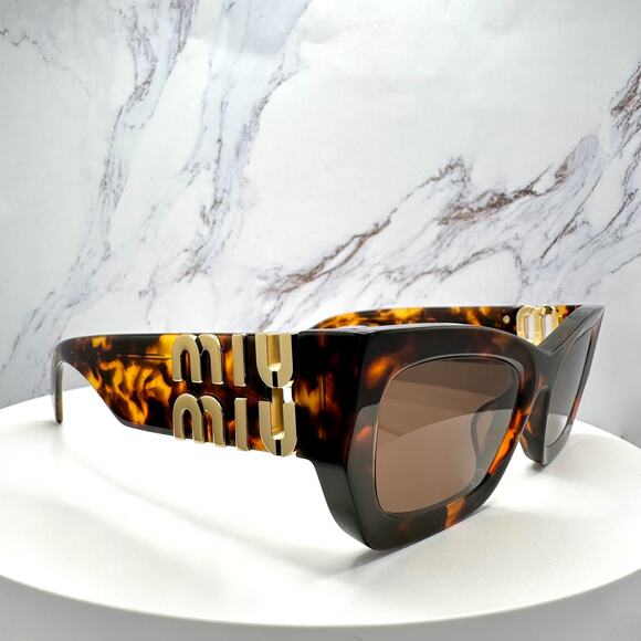 New MIU MIU Sunglasses Runway Glimpse Authentic Brown Tortoise Square Cat Eye - Picture 6 of 16
